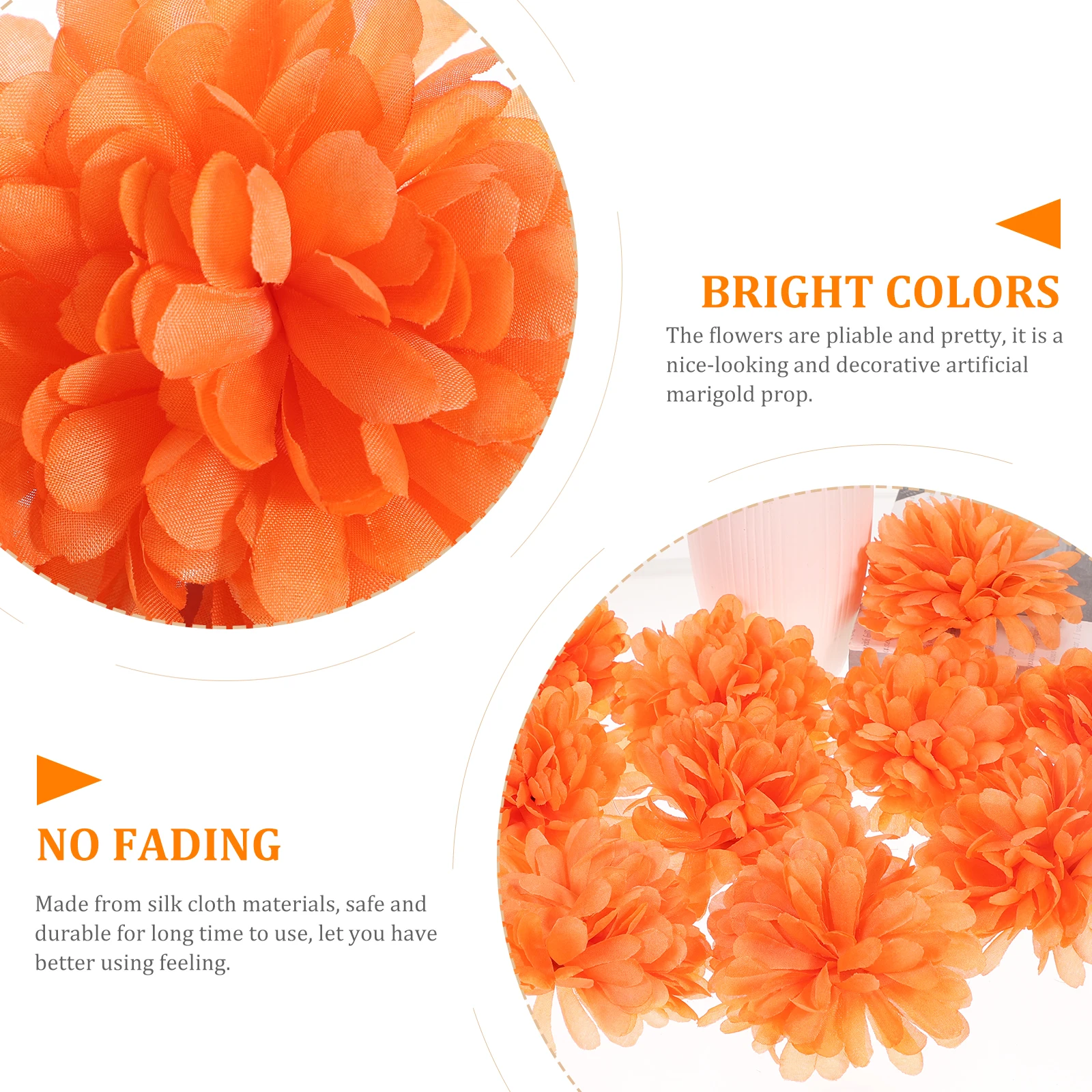 

10 Pcs Yellow Artificial Marigold Fake Flowers Chrysanthemums Realistic Orange Mother