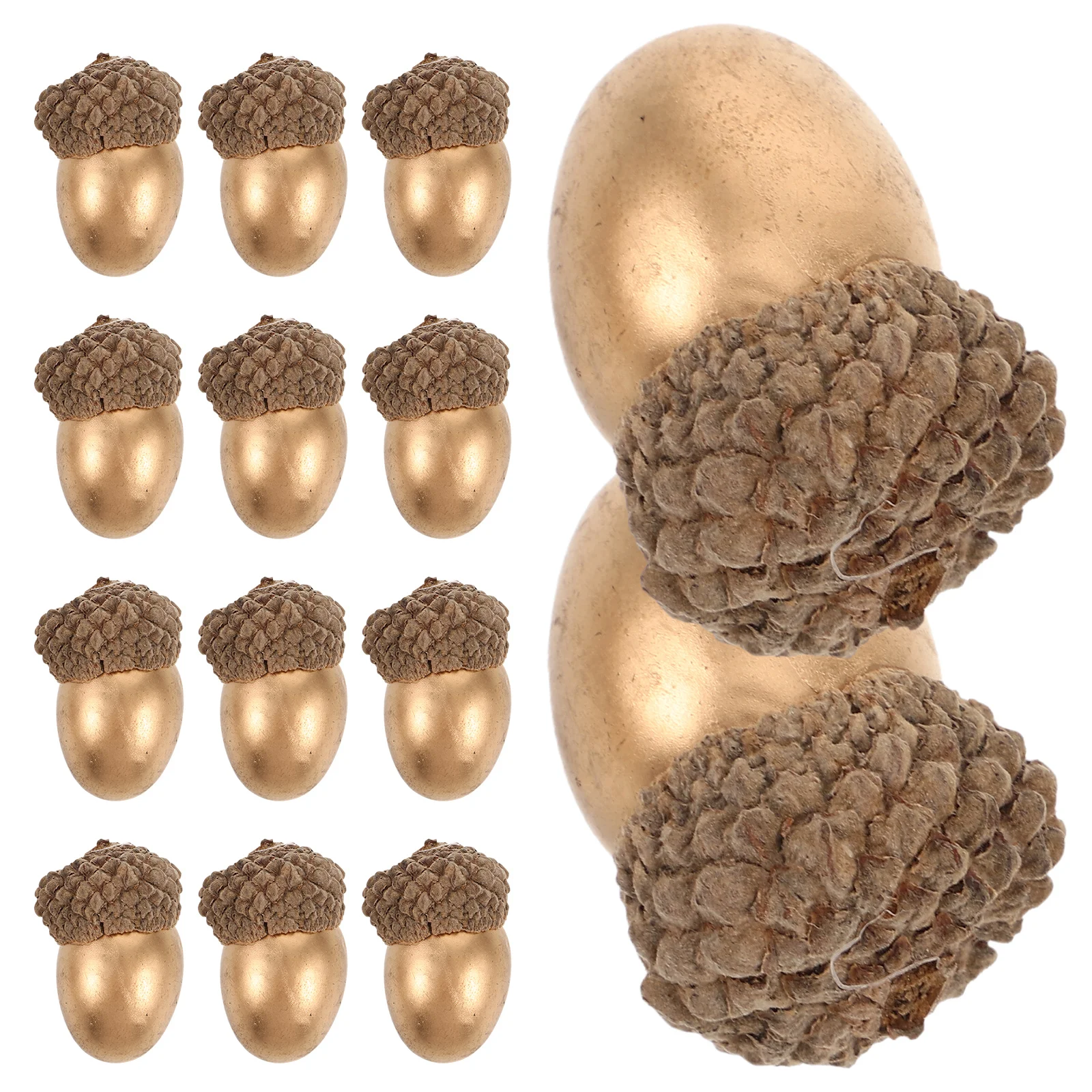 25 Pcs Golden Acorn Decor Artificial Acorns Miniature Chestnut Ornaments Lifelike Chestnuts Pine Cones Party Supplies