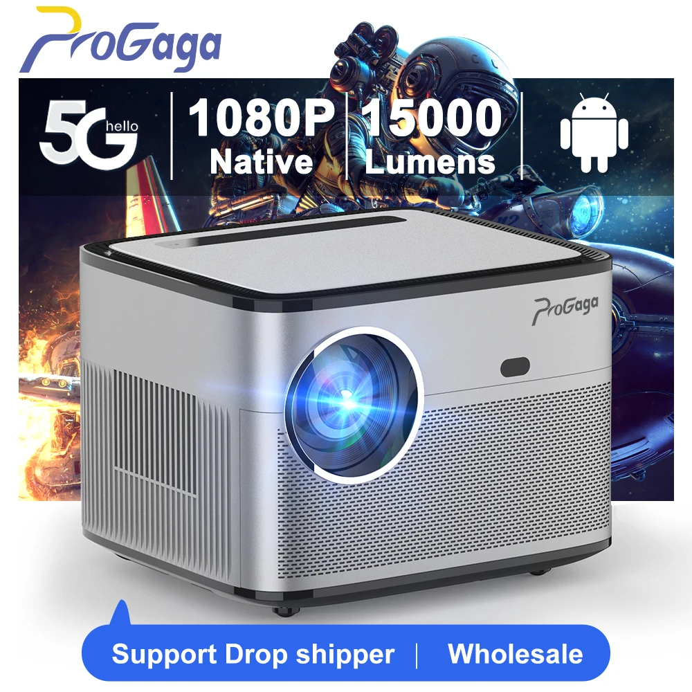 

PROGAGA PG550W Full HD 1080P Projector WiFi Android Projetor 4k Portable 15000 Lumens Auto Focus PG550 Smart Home Theater Beamer