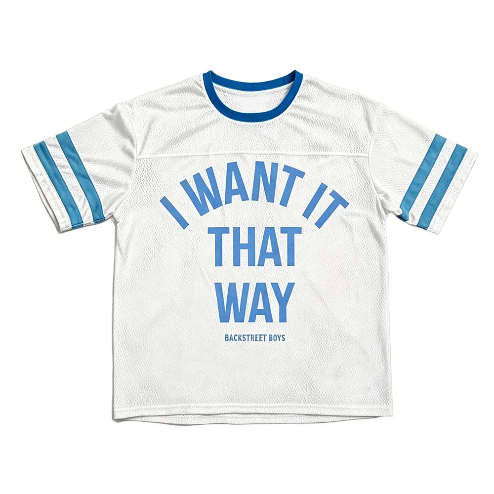 Backstreet Boys Band I Want It That Way Crop Football Tee,Y2K Sport Quick‑Dry Breathable Short Sleeve Unisex Mesh Jersey T‑Shirt