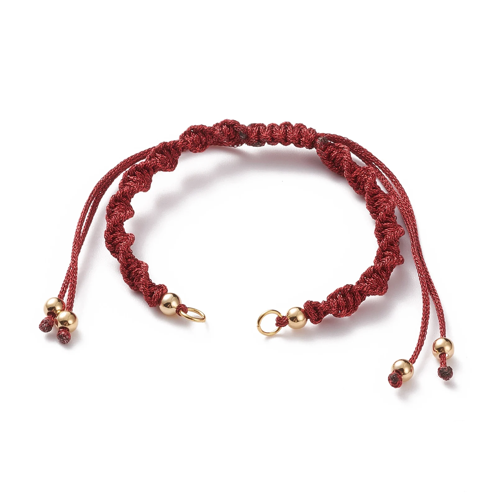 15pcs Braided Cord Bracelet Adjustable Polyester Twist Knitting Thread with Golden Bead Spacer Jump Ring for DIY Jewelry Making