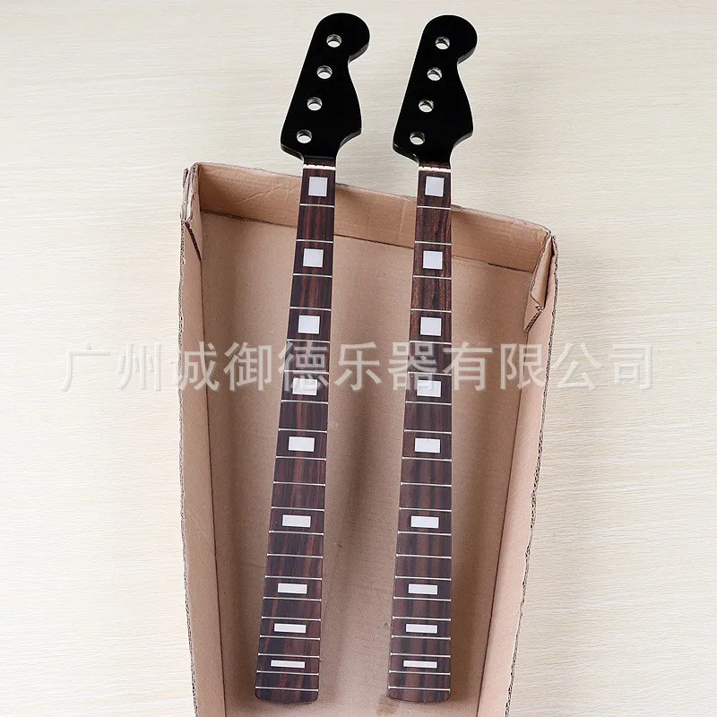 

4 string electric bass neck 20frtes black glossy guitar assembly neck with maple blocks silk electric bass parts
