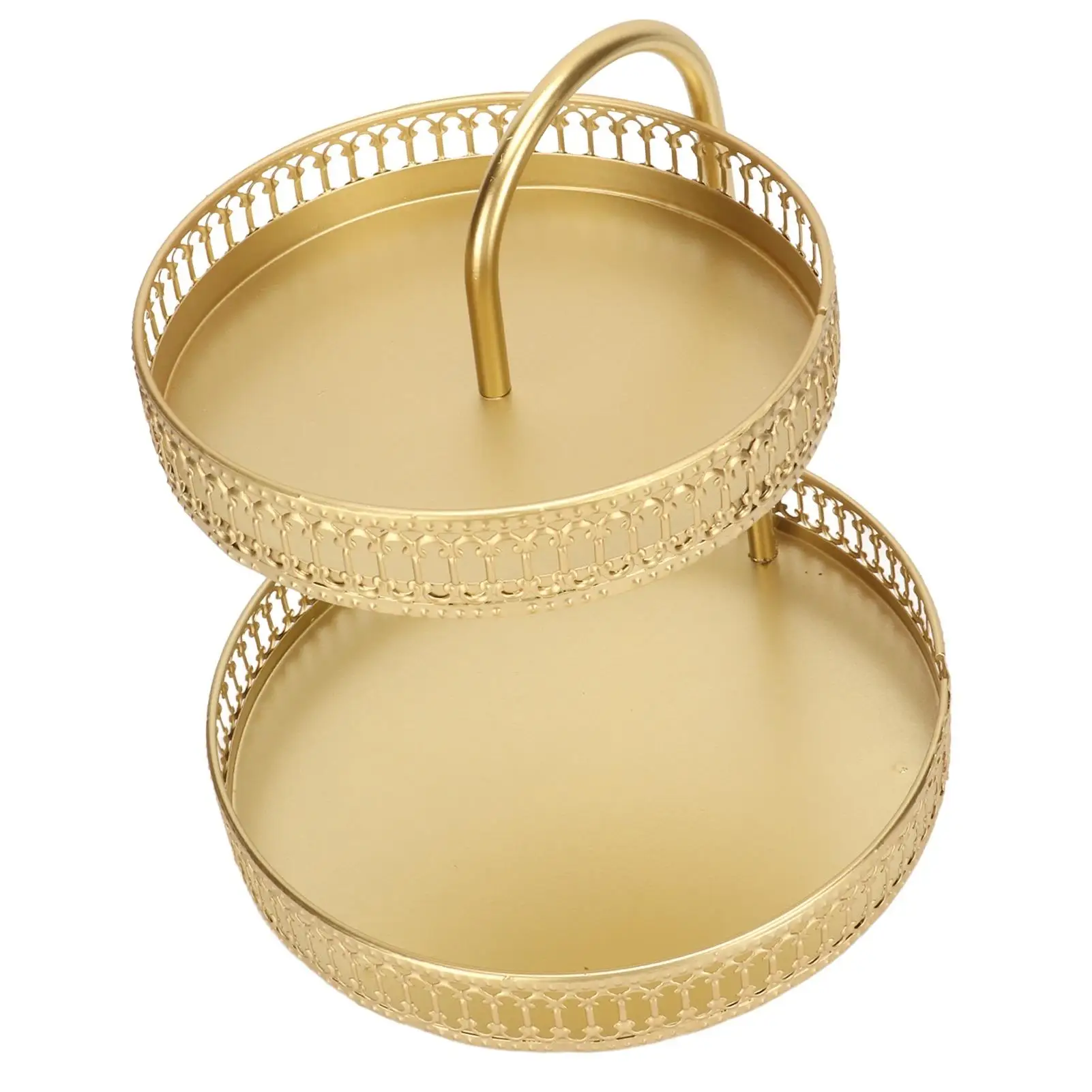 Elegant 2-Tier Gold Metal Cupcake Stand - Durable Multi-Purpose Fruit Tray for Parties & Events