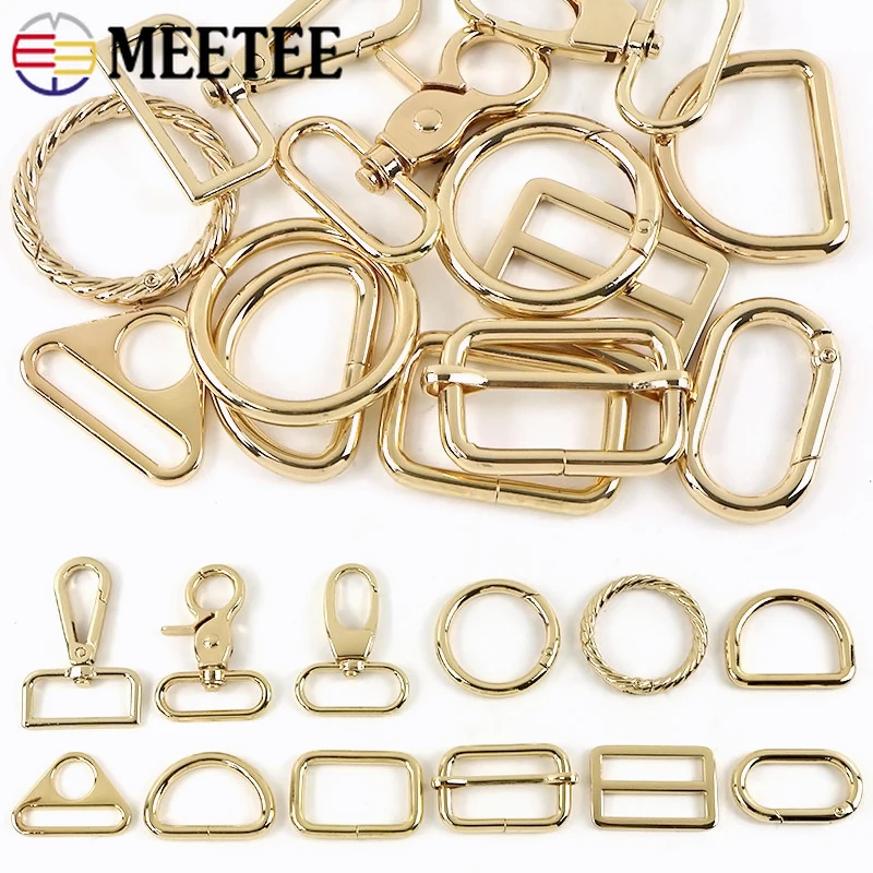 

5/10Pcs 20-38mm LightGold Metal Buckle Spring Hook for Keychain Tri-glide Slider Buckles Bag Strap Ring DIY Hardware Accessories