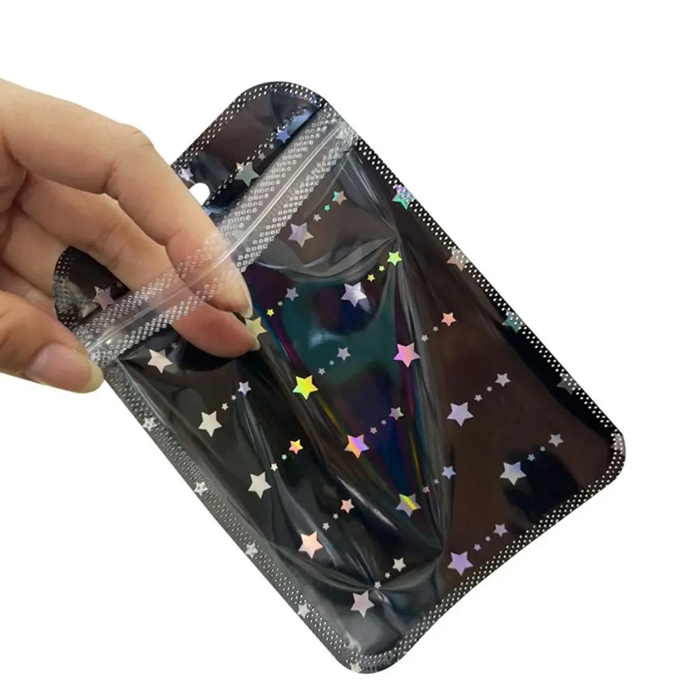 Sacchetto autosigillante in plastica semplice da 50 pezzi sacchetto di imballaggio a cuore Laser richiudibile sacchetti a chiusura lampo