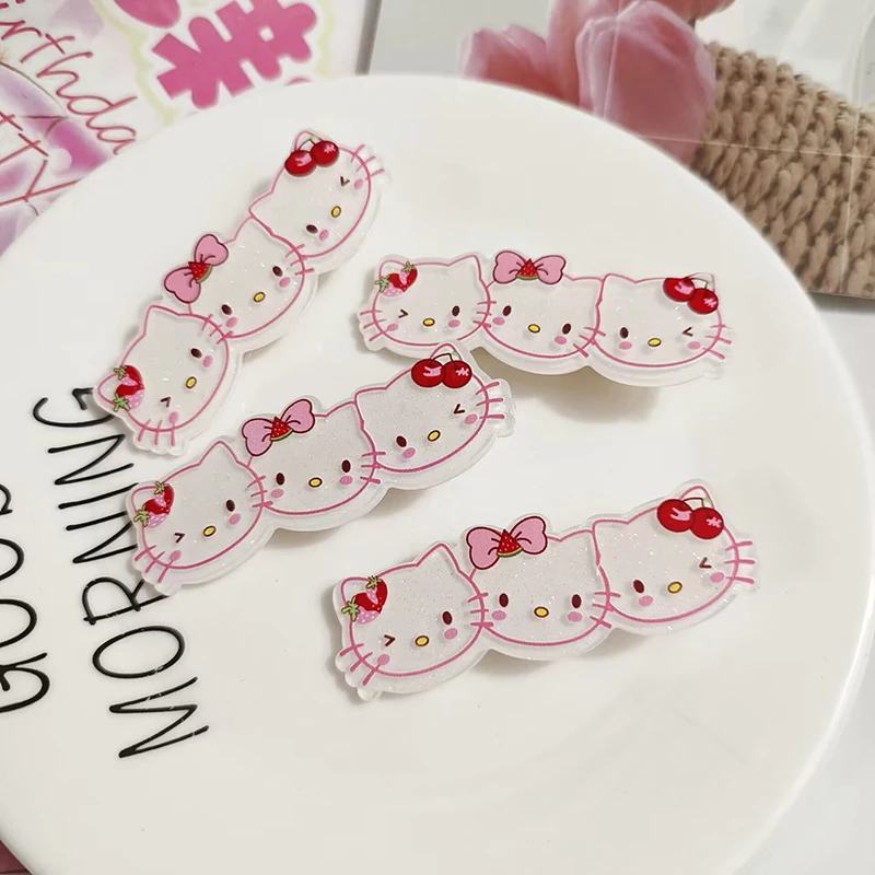 Sanrio Hairpin Anime Figures Kuromi Melody Hello Kitty Cinnamoroll Theme Cartoon Barrettes Cute Sweet Acrylic Duckbill Hair Clip