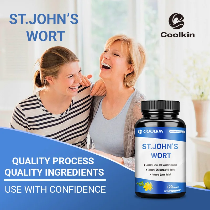 St. John\'s Wort 500mg - 0.3% Hypericin, For Stress Anxiety Depression, Gluten Free and Non-GMO