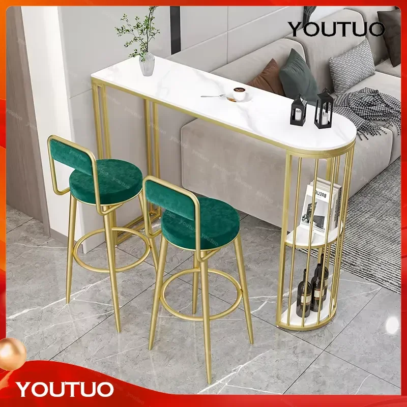 Nordic Rock Slab Bar Table Semicircular Living Room Sofa Side Partition Wall Dining Side Table High Foot Water Bar Balcony