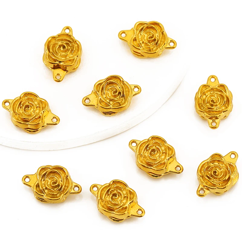 

2pcs/lot Stainless Steel Rose Flower Magnetic Connector Charms DIY Women's Jewelry Necklace Bracelet Clasp Accessorie Making