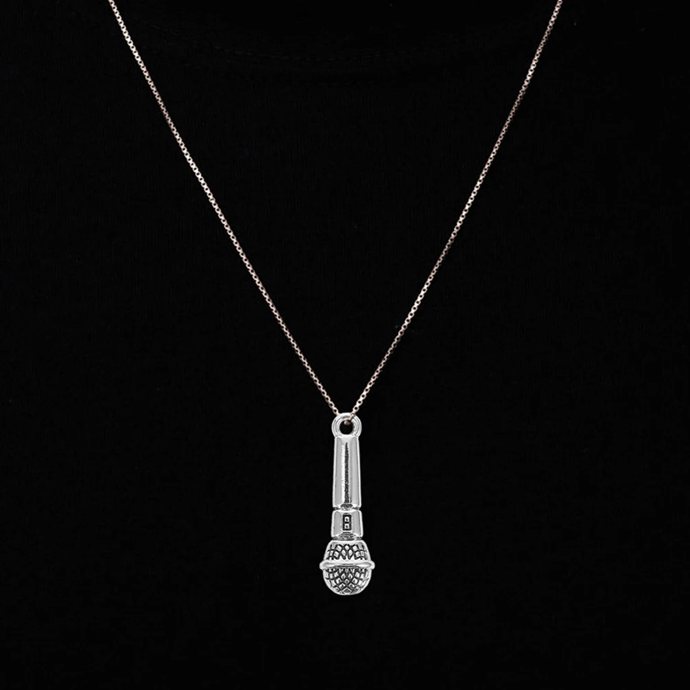 

30 pcs Alloy Microphone Pendant Hanging Ornament Silver Anklet Charm Earring Making Diy Jewelry Mini Voice Music Theme