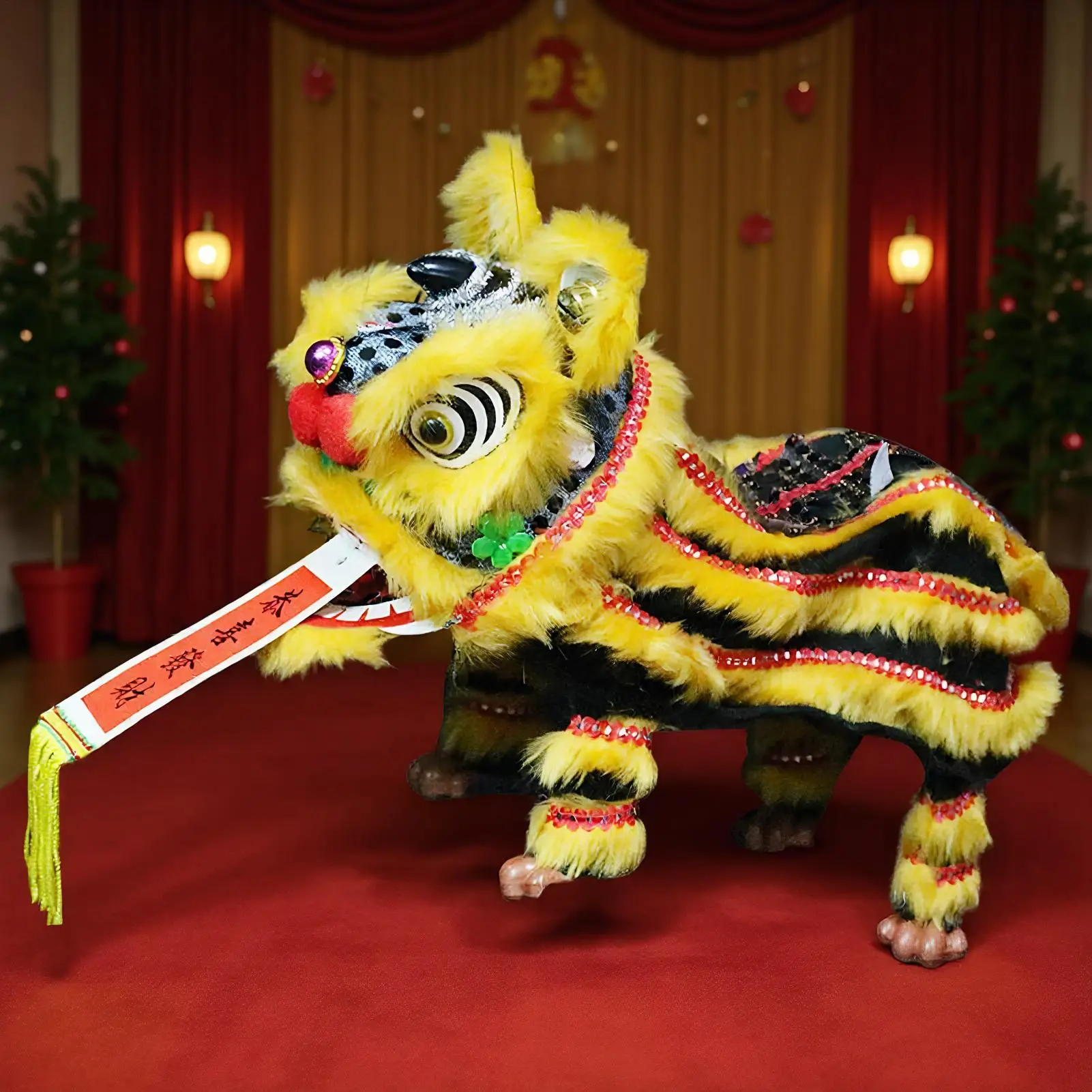 Burattino tradizionale cinese Burattino culturale Stringa Danza del leone Giocattolo culturale Design artistico per festival Aula scolastica locale