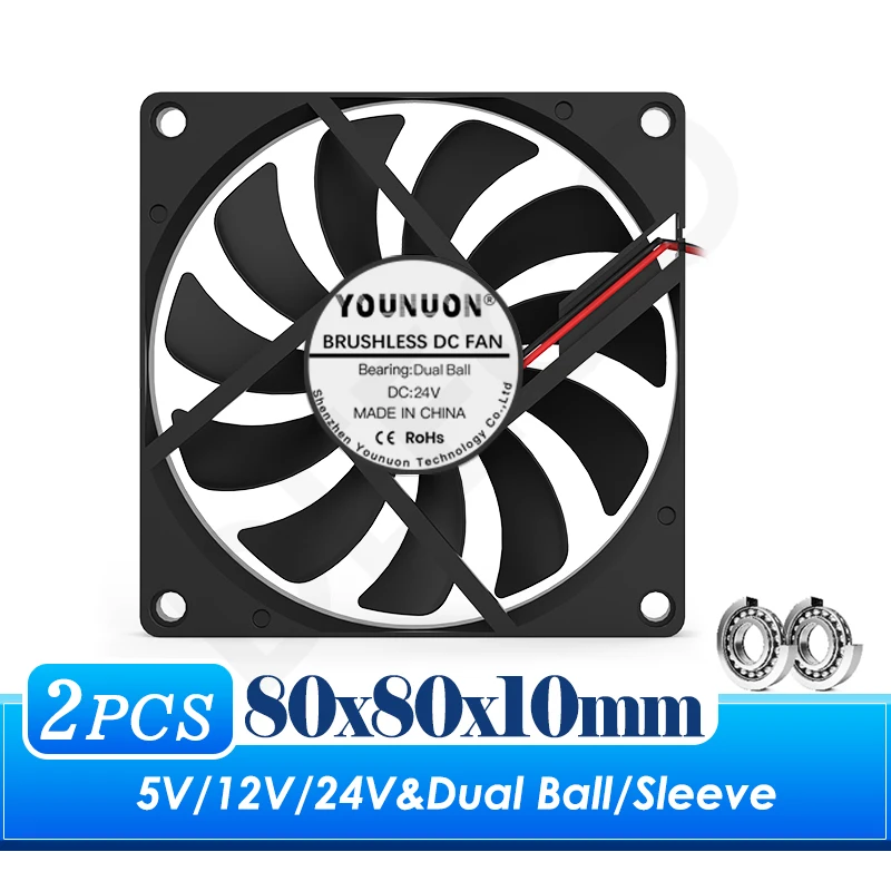 2 pçs 5v usb 80mm ventilador de refrigeração dupla bola/manga rolamento 80x80x10mm dc ventilador de refrigeração sem escova 80mm 8010 pc portátil ventilador refrigerador axial