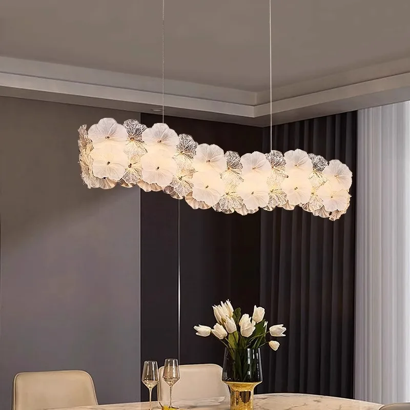 

MZISOSOD for Modern Glass Flower LED Chandelier for Living Dining Room Pendant Light for Bedroom Home Decor Lighting Fixture