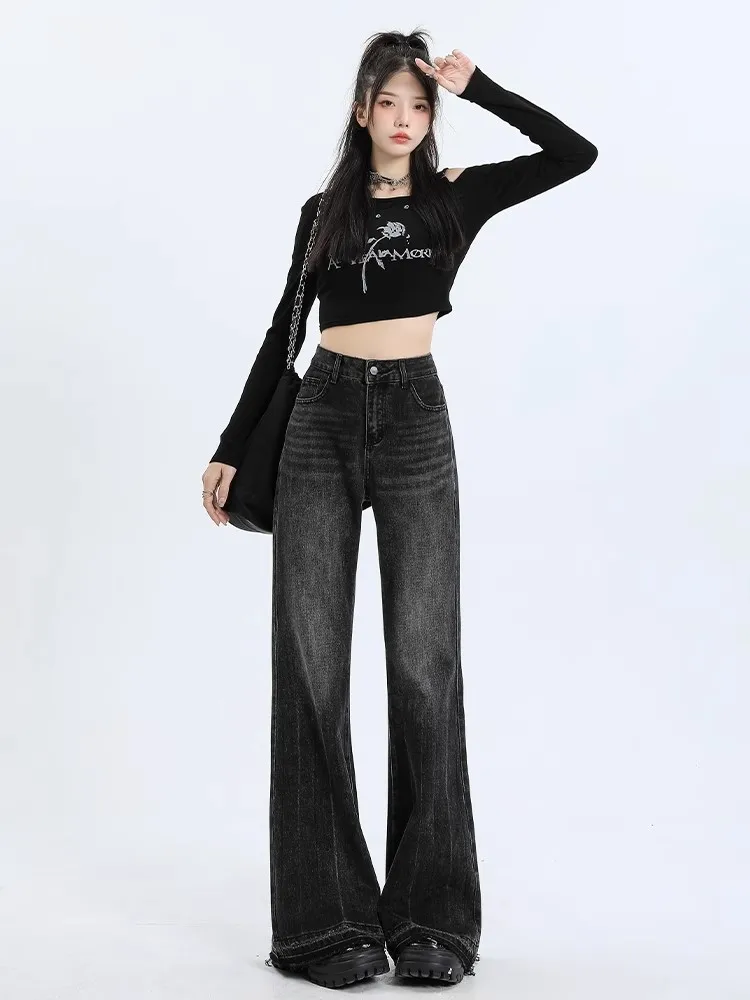 

2026 New Women's Bell Bot Jeans High Waist Long Pants Loose Fit Denim Skinnier Invisible Leggings Autumn Winter Faion