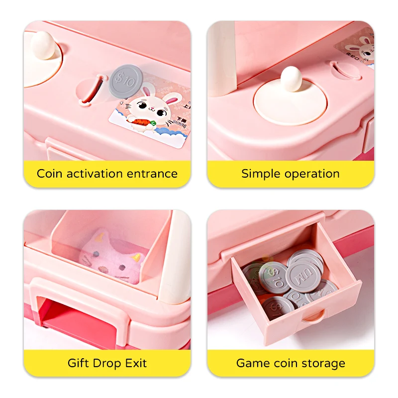 Kids Arcade Machine Doll Children Mini Coin Claw Gashapon Candy Interaction Game With Music and Light Toy for Girl 3 Year Gifts