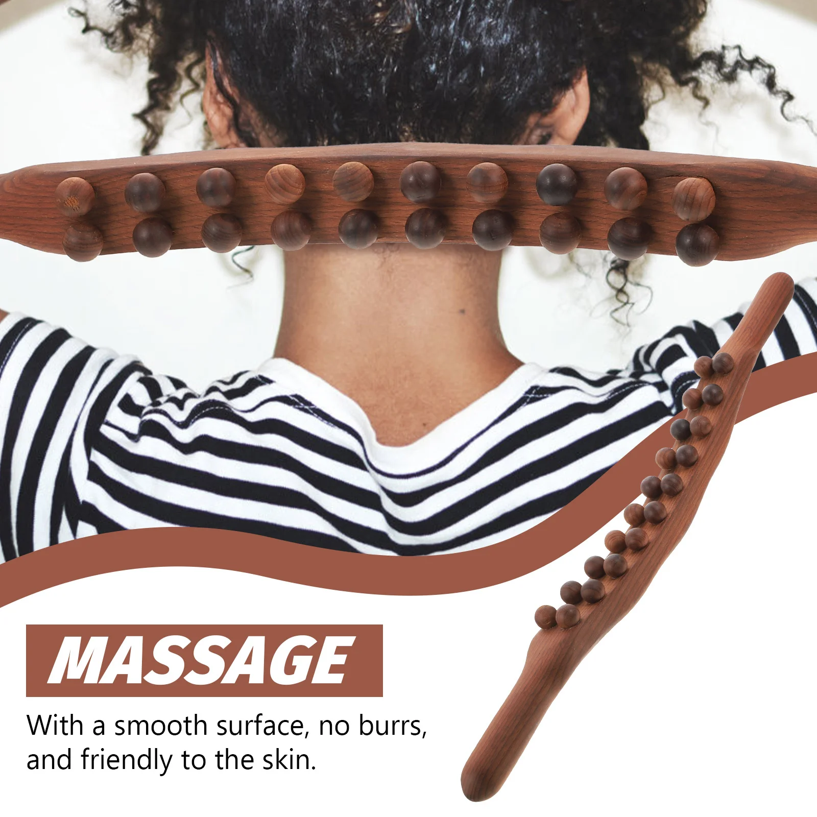 

Деревянный массажный стик, портативный массажер для тела, из твердой древесины, с шариковым дизайном, инструмент для расслабления мышц спины, шеи, плеч и ног