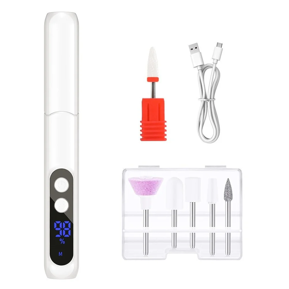 USB Rechargeable Cordless For Nail Drill Pen for Manicure with 20000RPM Motor 3 Adjustable Speeds LED Battery Display