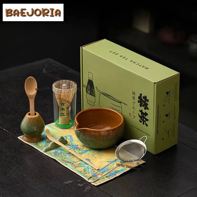 Starry Sky Kiln Fambe Matcha Eight-piece Set Round Bowl Tea Ceramic Frothing Stirring Tools Song Dynasty Maker Accessories Gift