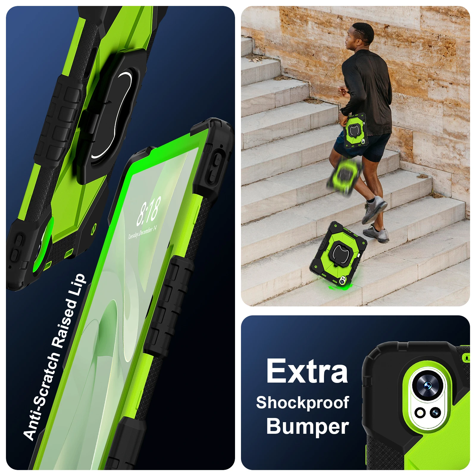 360 Rotatable Armor Case For Huawei MatePad Air 2024 12.0" Model BKY-W20 Heavy Duty Stand Cover With Handle Grip Shoulder Strap