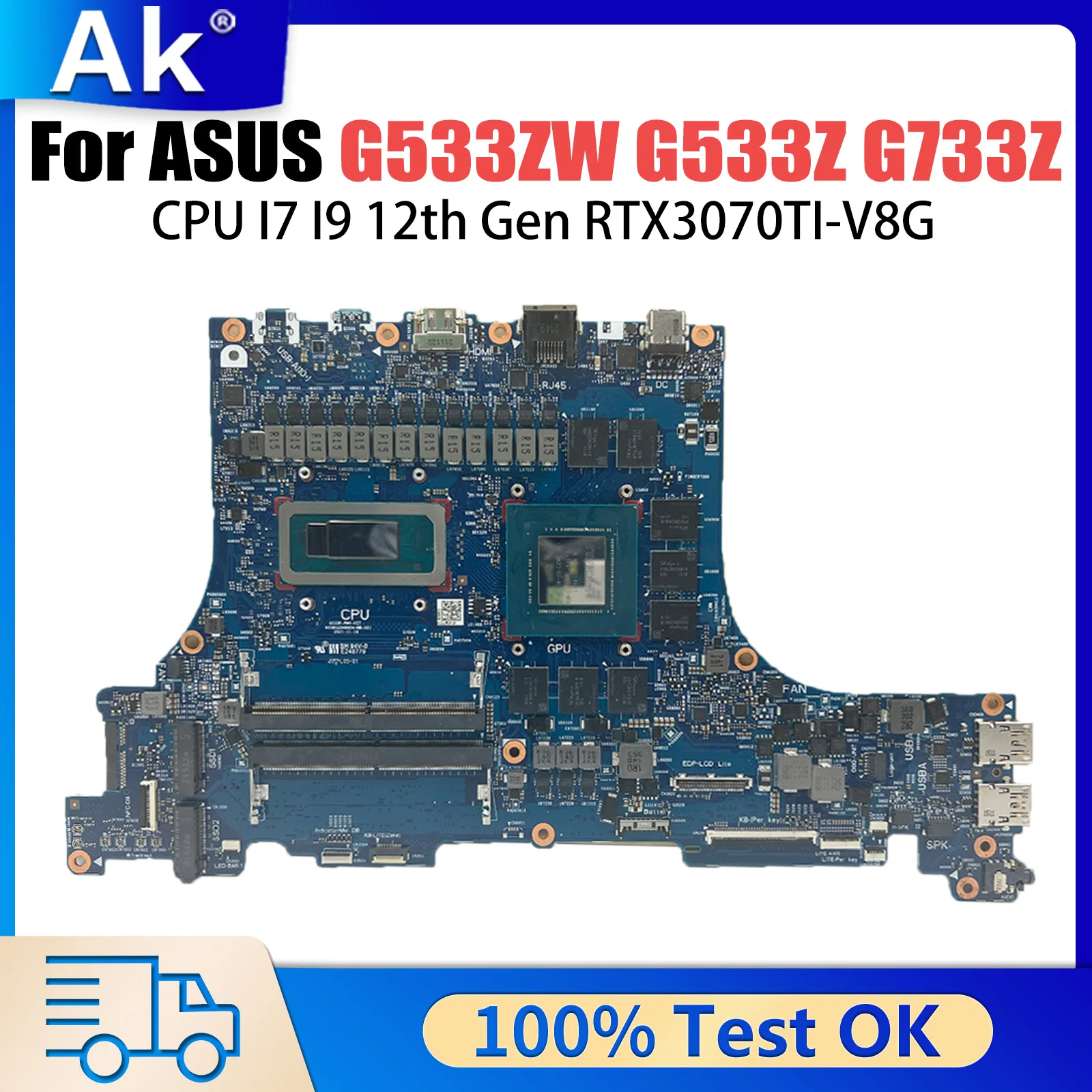 G533R For ASUS G533ZW G733ZS G733ZX G733ZM G733ZW G533ZS G533ZX G533ZM G533Z G733Z Laptop Mainboard I7 I9 CPU RTX3070TI-V8G