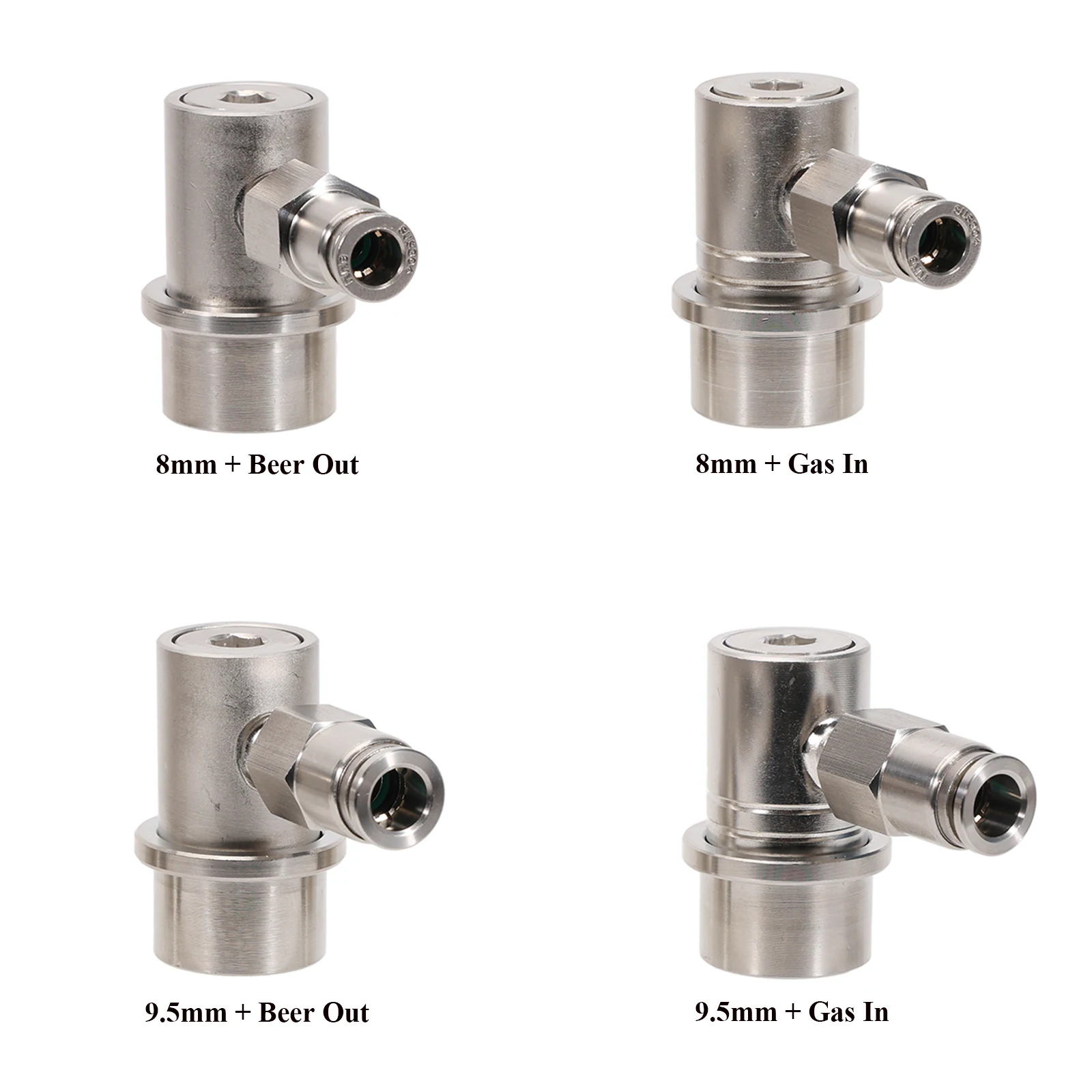 All Stainless Heavy Duty 8/9.5mm Ball Lock Corny Keg Disconnect Liquid Gas 1/4