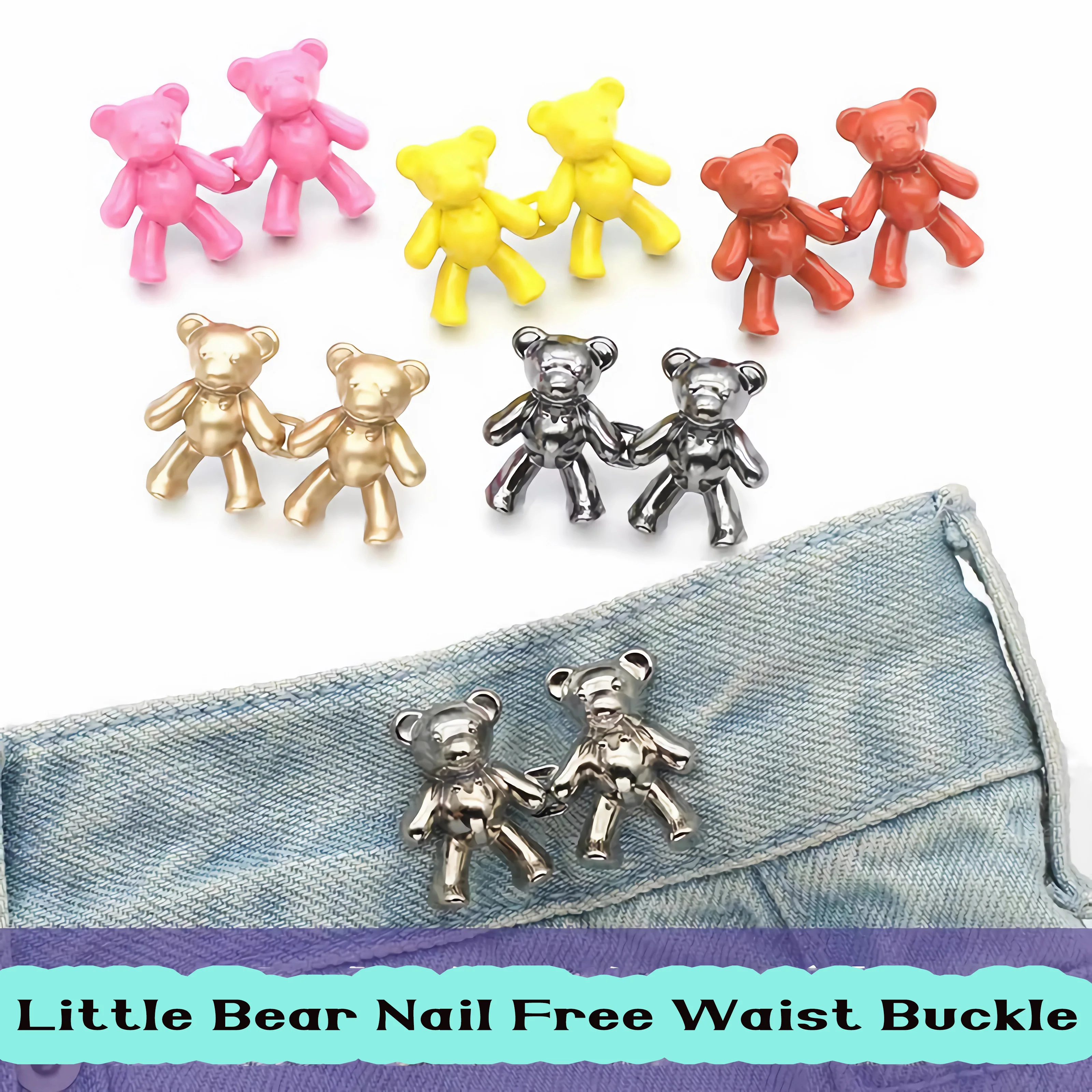 

CLYAIYLC 6sets pants with waistband buttons,no need to sew women's little bear pants waist tightener , for jeans and dress