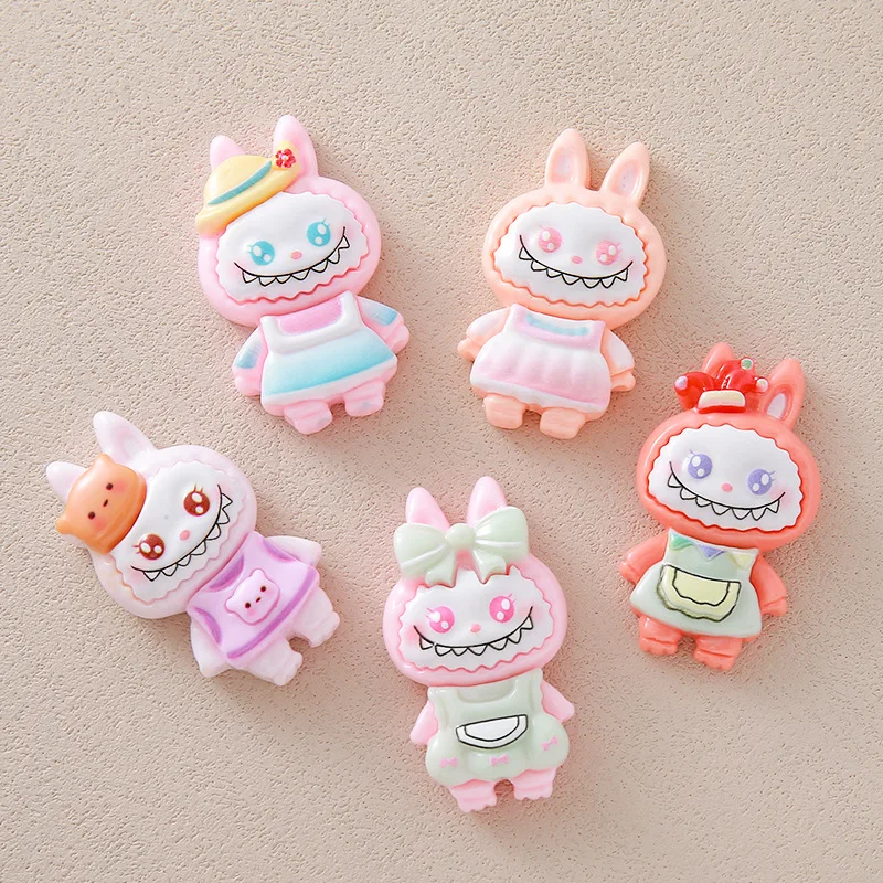 Accesorios de resina de dibujos animados Labu, 2 uds., DIY, horquilla hecha a mano, pegamento en crema, funda para teléfono móvil, llavero, accesorios
