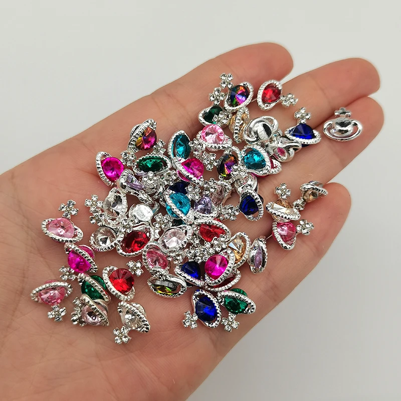 10pcs Muilt-Color Planet/Cherry Nail Art Luxury Charms Round Crystal Rhinestones Nail Art Decoration Accessories Manicure Supply