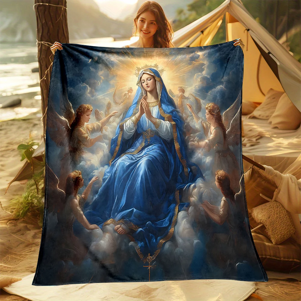 Warm and Loving Virgin Mary Pray Blanket Soft Throw Blanket for Home Bedroom Bed Sofa Picnic Travel OfficeRest Cover Blanket Kid