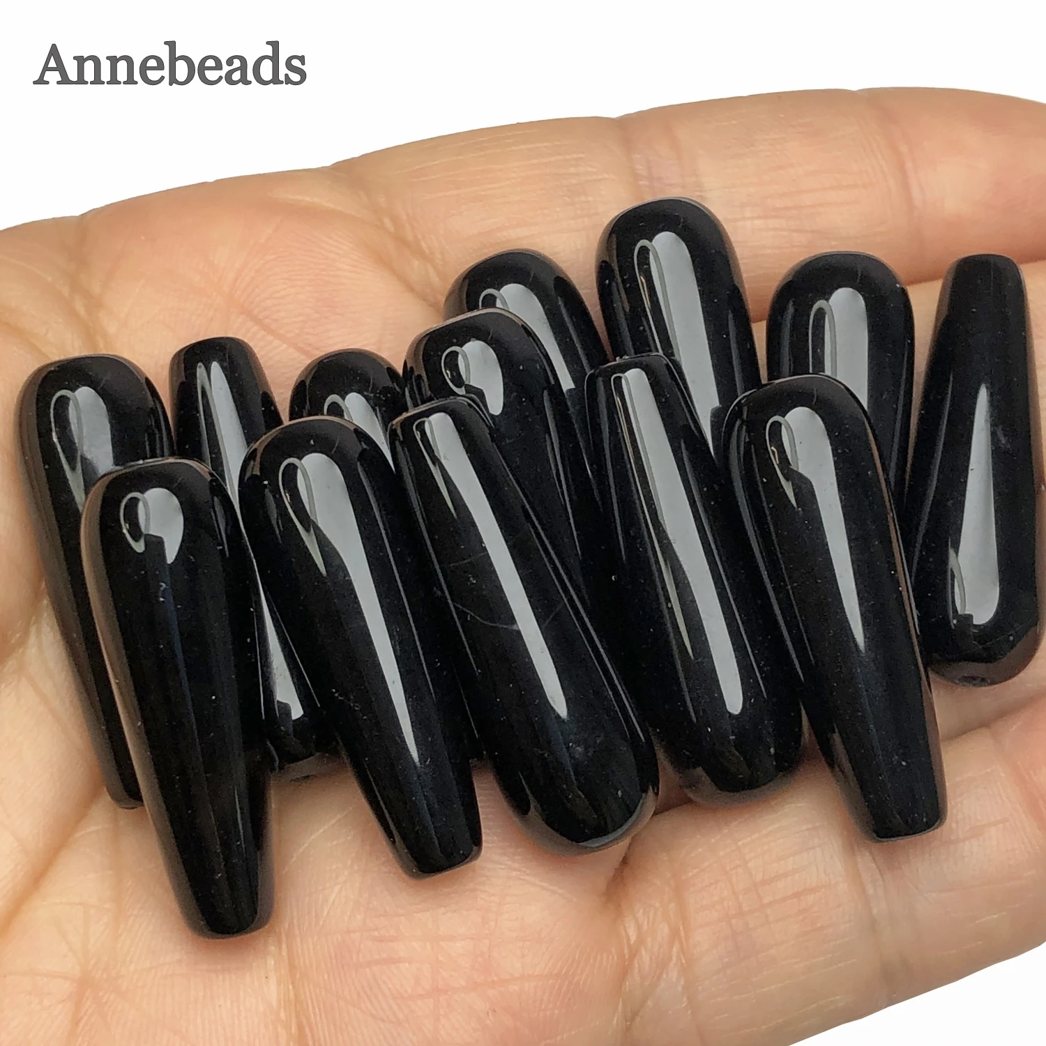 10x30mm Natural Water Drop Black Agates Stone Beads Loose Spacer Beads For Jewelry Making Diy Pendant Accessories Earrings