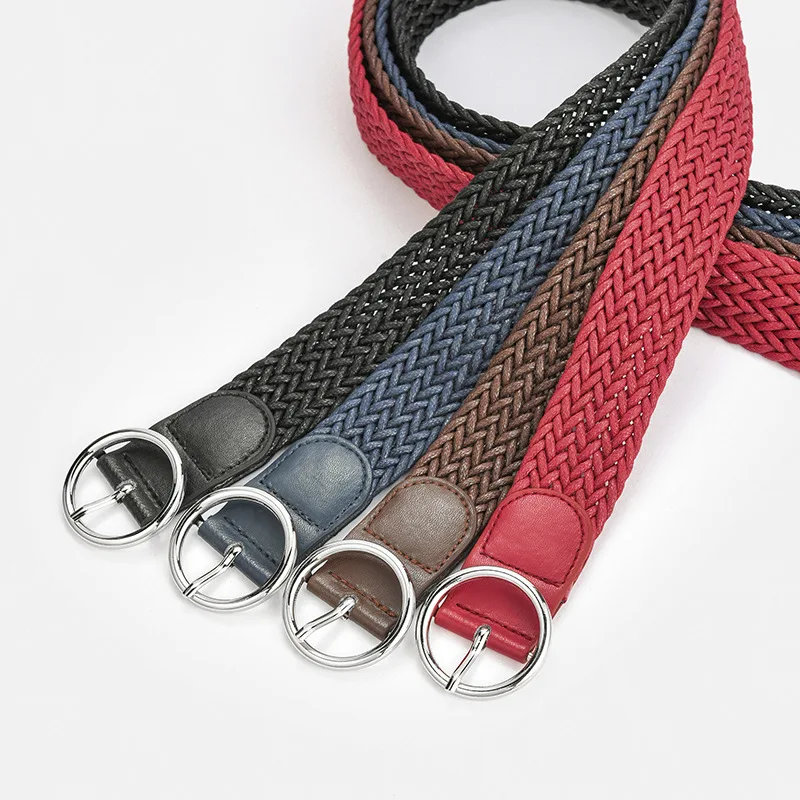 3.2cm Wax Rope Braided Women's Belt Fashion Casual Decoration Dress Jeans Trendy girl Belt Stainless Steel Waistband Wholesale