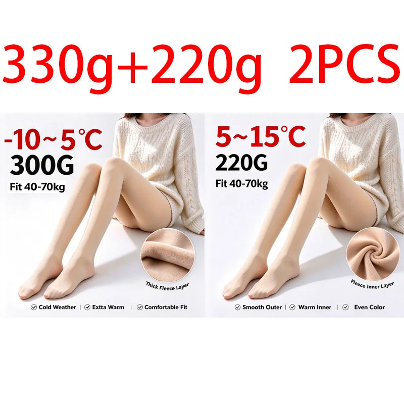 Dames thermische panty voor de winter Warme legging Panty Polar Skin Zwart effect Kousen Thermische damessok Fleece gevoerde panty's