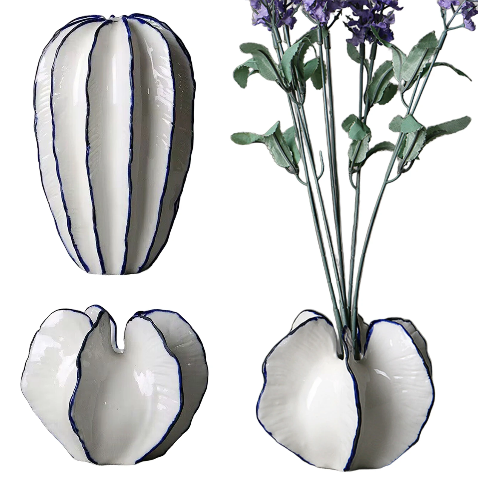 

Nordic Decorative Vase Creative Starfruit Shaped Desktop Vase Bathroom Living Room Desk Decoration Ceramic Vase Flowerpot