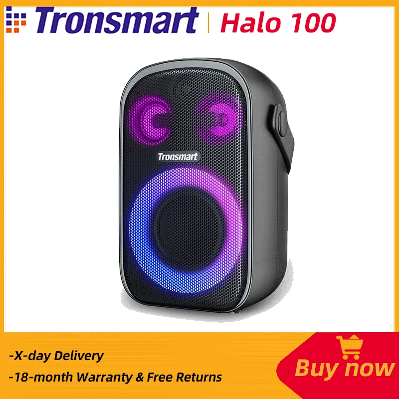 Tronsmart Halo 100 Speaker Bluetooth Portable Speaker with3-Way Sound System, Dual Audio Modes, App Control, for Outdoor, Party