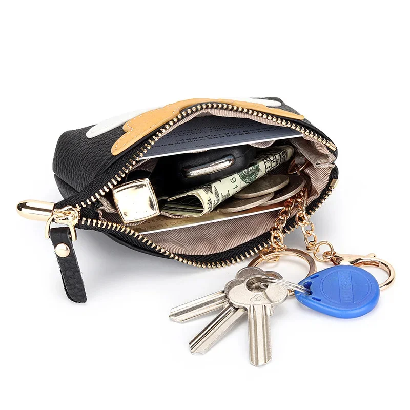 Purse Female Leather Keychain Bag Women Zero Wallet MIni Change Bags Flower Zip Key Card Coins Earphone Lipstick Pouch