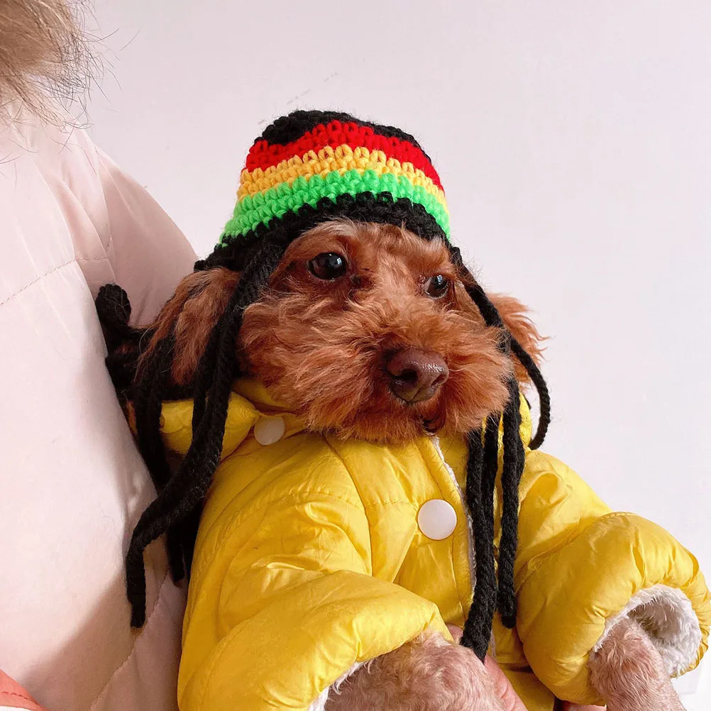 

Pet Hat Adjustable Size Soft Texture Comfortable Lovely Adornment Pet Headwear Dog Coat Winter Warm Yarn Cap Halloween Party