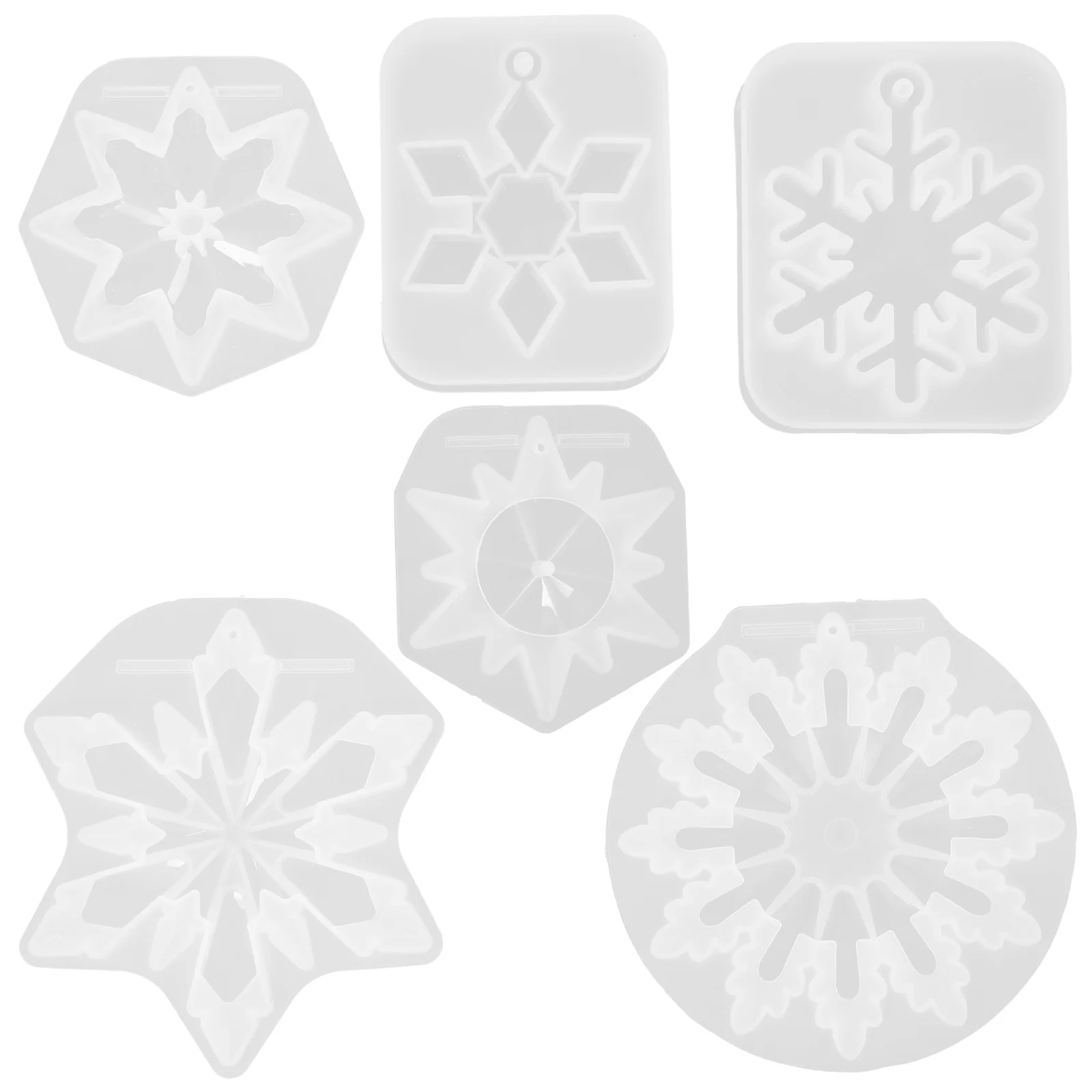 

6pcs Silicone Snowflake Molds Christmas Diy Craft Pendant Resin Epoxy Decor Mold Reusable Flexible Xmas Tree Decorative Jewelry