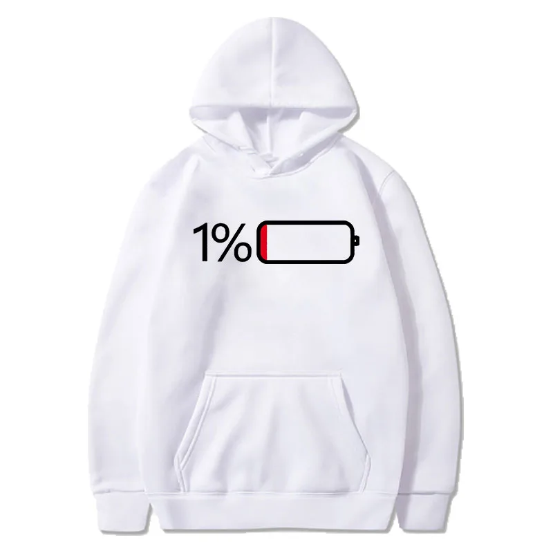 Battery Low Graphic Hoodie for Men - Casual Pullover Sweatshirt with Kangaroo Pocket for Spring/Fall