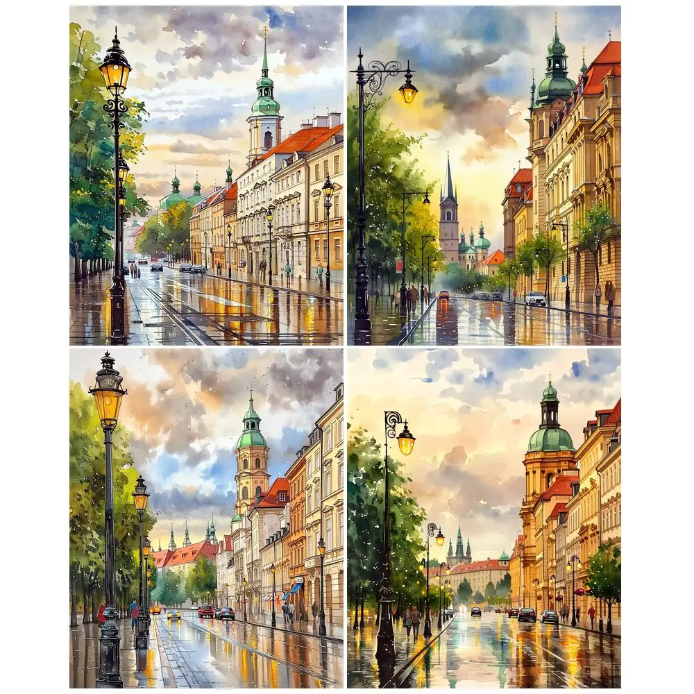 

GATYZTORY City Painting By Numbers Art Supplies Drawing Kit Landscape Paint for Painting Kits Picture Paint