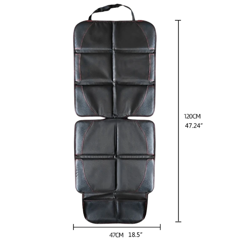 D7YA PU-Leder-Autositzbezug, passend für alle Babyautositze, Matte, kratzfest, Kissenschutz mit Aufbewahrungsnetztaschen – Detail 5