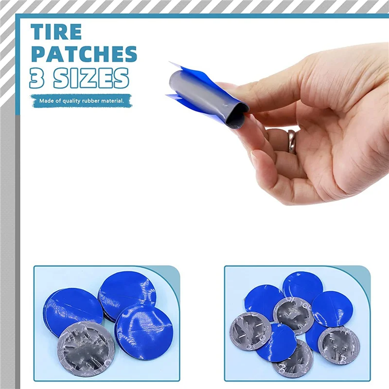 

ABBP-64Pcs Tire Repair Patch Tools Kit, Tire Patch Roller With Tire Buffer Wheel And Tire Repair Patches For Car Trucks 42Mm