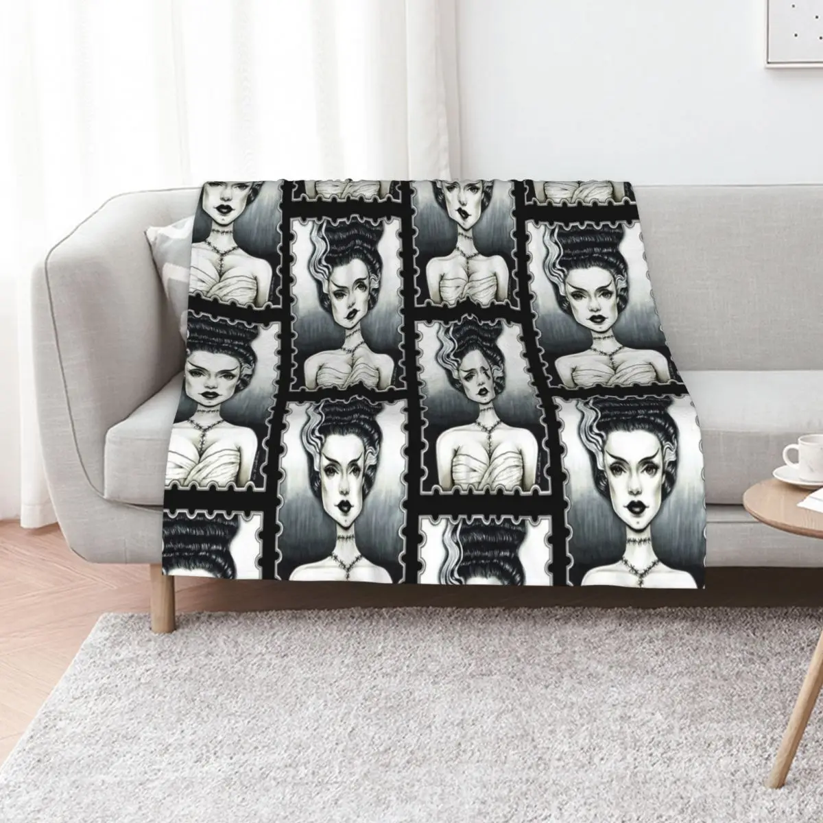 

Bride of Frankenstein Throw Blanket Cute Plaid christmas gifts Soft Plush Plaid Warm Blankets