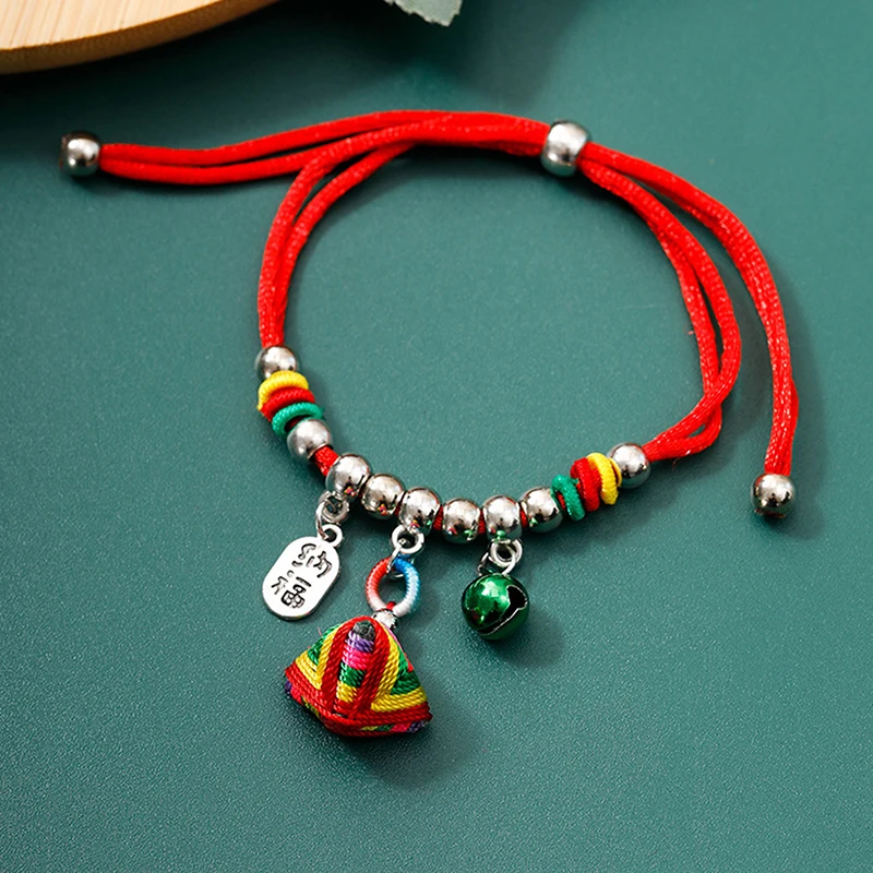 1pc Simple Red Hand Rope Chinese Style Bracelet Dragon Boat Festival Embroidery Braided Bracelet
