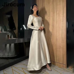 Jirocum Simple A-Line Prom Dress Women's Square Neck Beaded Button Party Evening Gown Floor Length Formal Occasion Dresses 2024