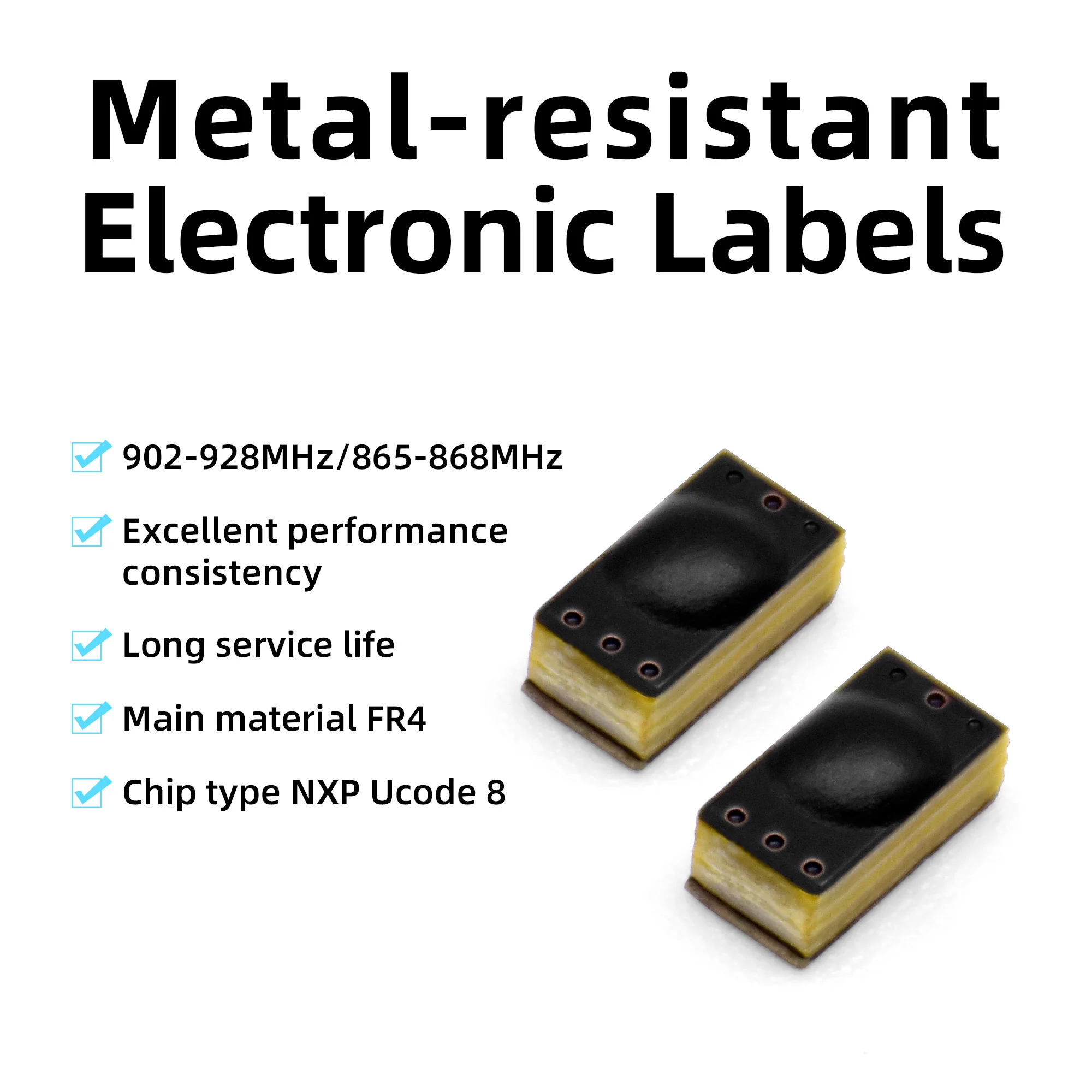 100pcs FR4 Metal Resistant Electronic Label Heat-resistant EPC Class1 Gen2, ISO18000-6C 902-928MHz 865-868MHz NXP Ucode 8 chip