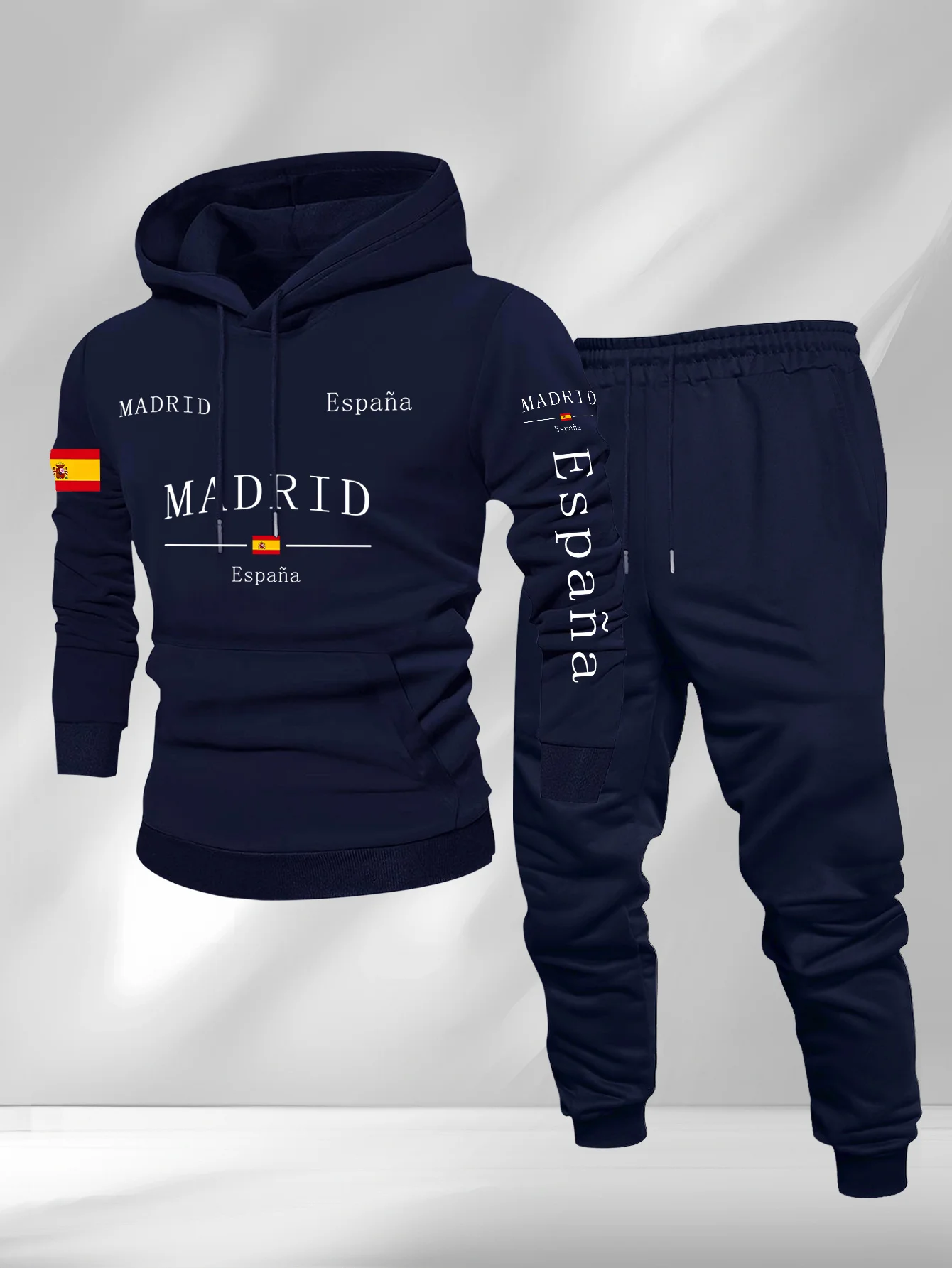 O novo conjunto de moletom masculino primavera e outono 2025 é uma roupa masculina de rua casual e elegante ao ar livre com estampas de letras