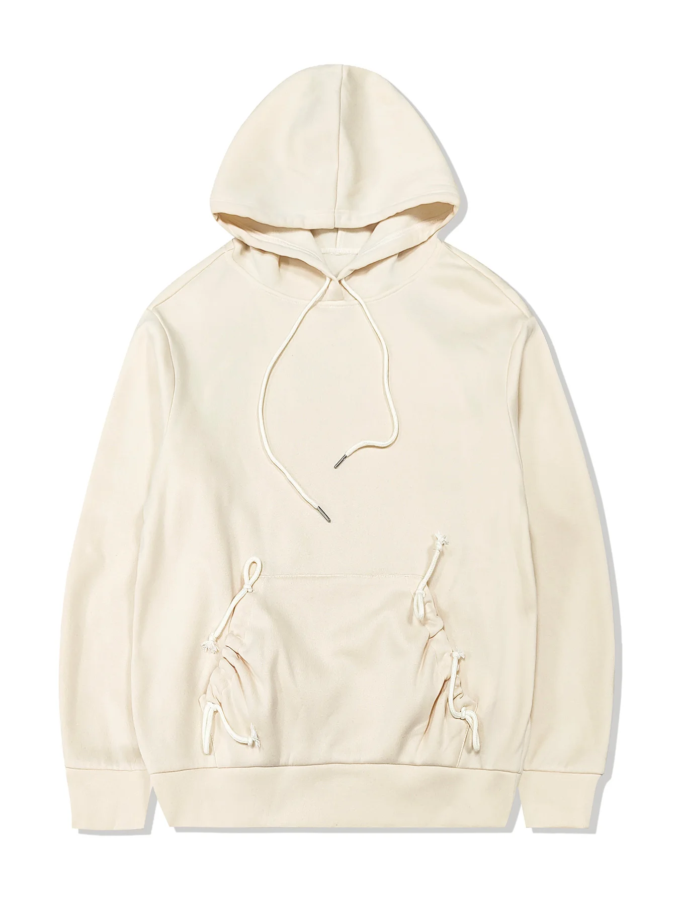 เสื้อสเวตเชิ้ตมีฮู้ดกระเป๋า Drawstring ของผู้หญิง เสื้อฮู้ดไหล่ลดลงแขนยาวฤดูใบไม้ร่วงและฤดูหนาวของผู้หญิง