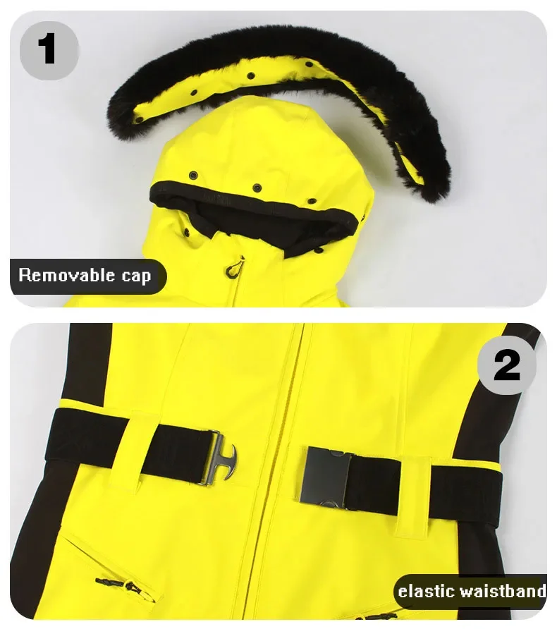 GSOU SCHNEE Einteiliger Skianzug Frauen Verdickung Snowboard Weibliche Overalls Winter Winddicht Wasserdicht Atmungsaktive Kleidung Skifahren – Detail 35