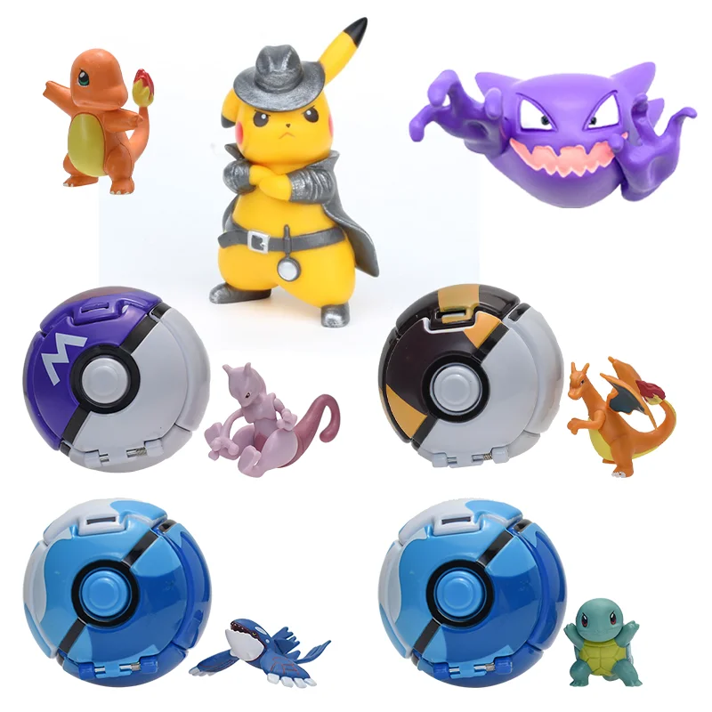 Pokemon Elf Ball Anime Haunter Figure Pocket Monster Variant Toy Kyogre Charizard Mewtwo Squirtle Poke Ball Action Model Gift