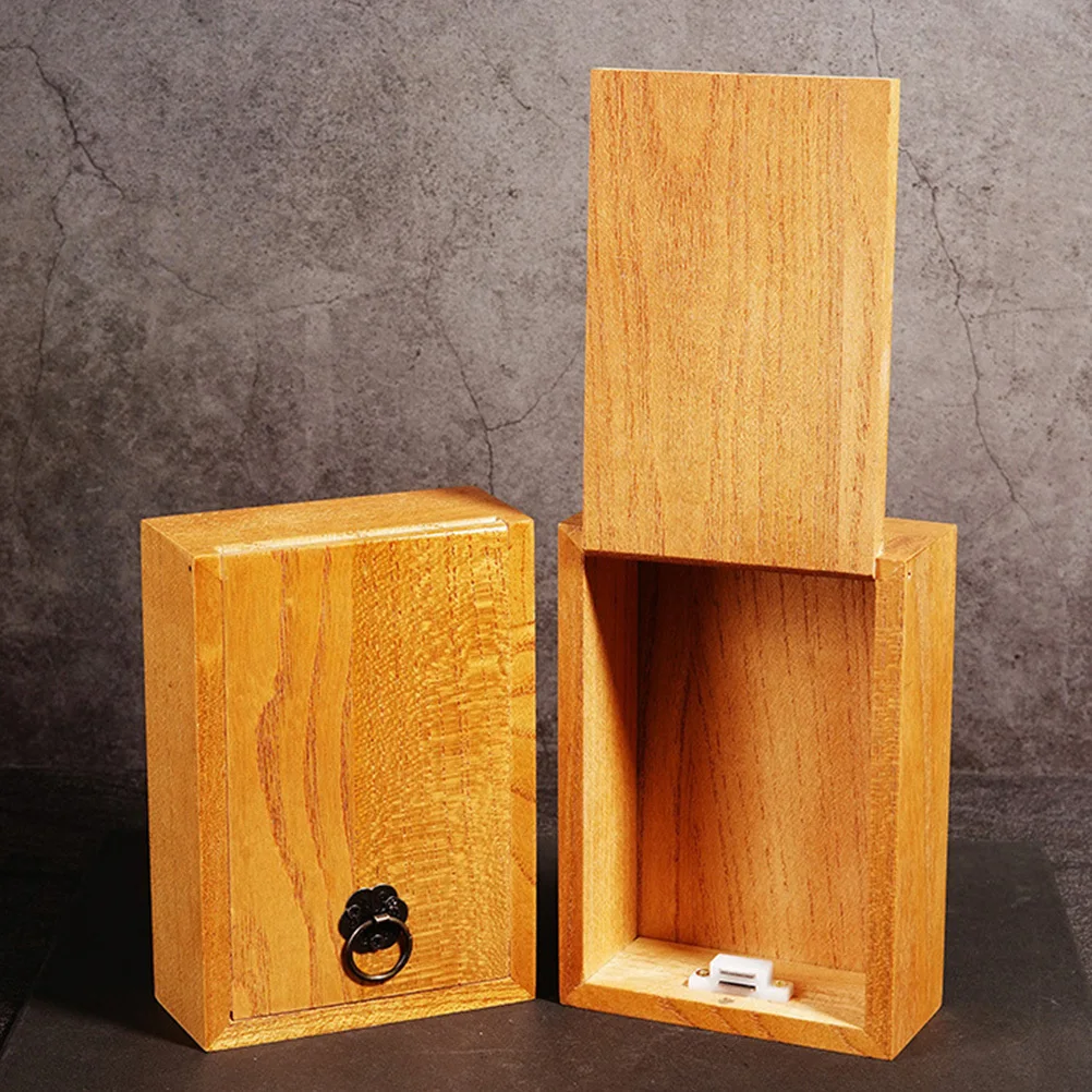 

Wood Storage Box Natural Solid Wood Small Jewelry Organizer Lid Clamshell Design Practical Keepsake Gift Packing Vintage Box